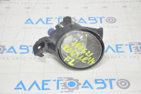 Fog light left Nissan Rogue 14-16 broken housing and reflector on spare parts, sand