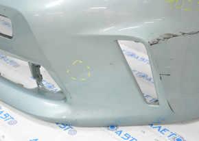 Front bumper bare Toyota Prius V 12-14 pre-rest under washers, green, dented, sawed, lower fasteners torn off