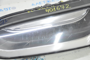 Tesla Model X 16-21 BASE front left headlight complete, sand, condensation under glass, broken lower mount guides