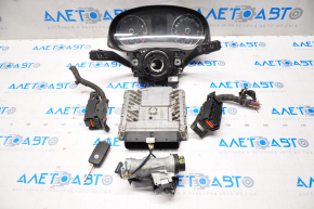 ECU engine computer with key VW Passat b7 12-15 USA 1.8T with ignition switch, instrument cluster, steering column switch, steering wheel cable