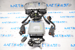 ECU engine computer with key VW Passat b7 12-15 USA 1.8T with ignition switch, instrument cluster, steering column switch, steering wheel cable