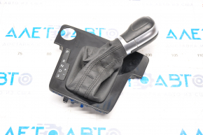 Gear knob with shifter cover VW Passat b8 16-19 16- USA leather black, glossy cover, under start-stop, scratches on leather, broken mount