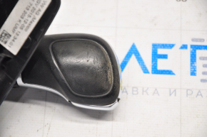 Gear knob with shifter cover VW Passat b8 16-19 16- USA leather black, glossy cover, type 1, scratches on leather, worn cover swollen chrome