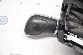 Gear knob with shifter cover VW Passat b8 16-19 16- USA leather black, glossy cover, type 1, scratches on leather, worn cover swollen chrome