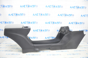 Central console armrest and cup holders Tesla Model S 12-15 pre-restoration, black leather, wood insert, gray armrest