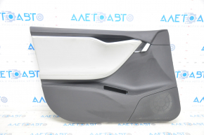 Door trim card front left Tesla Model S 12-15 pre-rest black, with gray insert, with backlight, pokes on chrome