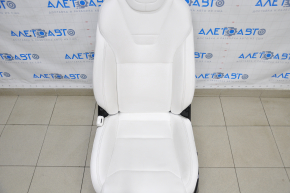 Tesla Model X 16-21 driver's seat white leather, with airbag, electric, heated, scratches and scuffed leather, scratches on the back of the seat