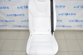 Rear row of seats 2nd row left Tesla Model X 16-21 leather white, with airbag, electric, heated, scratches, needs cleaning, crack on chrome