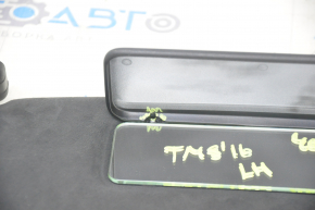 Tesla Model S 12-20 left visor black suede, broken mirror cover fastener