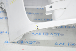 Front bare bumper Tesla Model X 16-21 type 2, white, scuffs, tear in fastening, cracks in fog light fastenings, painted