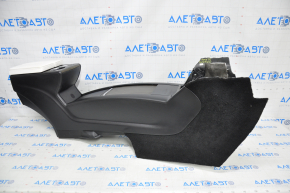 Central console armrest and cup holders Tesla Model X 16-21 leather black, white armrest, wood, chips on wood