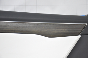 Door trim card rear left Tesla Model X 16-21 black with white, molding wood, chip on wood