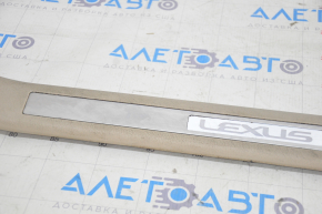 Door sill trim with illumination front left Lexus RX300 RX330 RX350 RX400h 04-09 beige, scratches, bumps on chrome