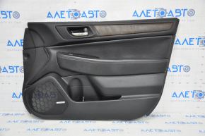 Door trim card front right Subaru Outback 15-19 black, leather, wood insert, Harman Kardon, scratches on wood, bumps, abrasions
