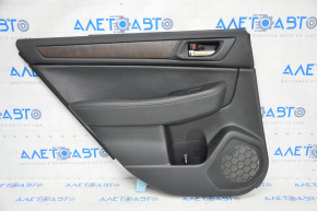 Door trim card rear left Subaru Outback 15-19 black, leather, wood insert, scratches on wood
