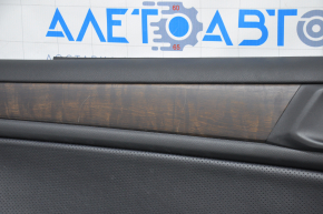 Door trim card rear left Subaru Outback 15-19 black, leather, wood insert, scratches on wood