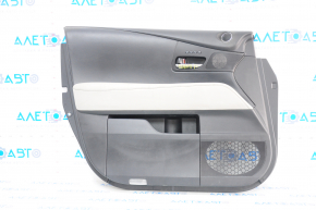 Door trim card front left Lexus RX350 RX450h 10-15 black with black insert leather, armrest gray leather type 2, scratches