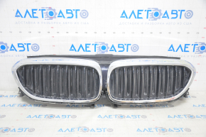 Radiator grill assembly BMW 5 G30 17-20 with radiator deflector blinds, chrome, sand