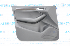 Door trim card front left Audi Q5 8R 09-17 black, insert black, armrest rubber, molding under wood gloss, scratches