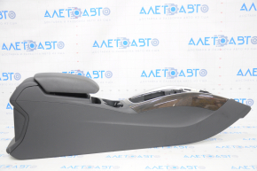 Central console armrest and cup holders Audi Q5 8R 09-17 black, wood trim, scratches, chip on trim