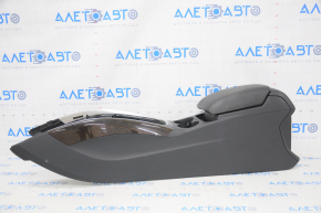 Central console armrest and cup holders Audi Q5 8R 09-17 black, wood trim, scratches, chip on trim