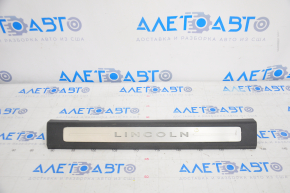Door sill trim front right Lincoln MKZ 13-16 chrome with backlight black, scratches, bump