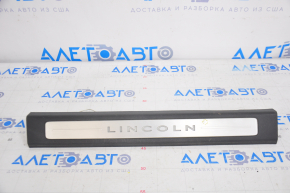 Door sill trim front left Lincoln MKZ 13-16 chrome with backlight black, scratches, bump