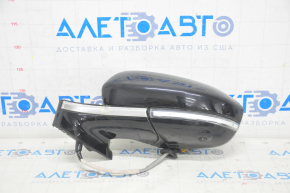 Side mirror left Chevrolet Bolt 17-19 12 pins, black with chrome molding, with camera, turn signal, BSM, bumper on chrome