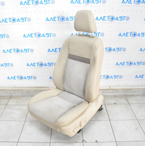 Driver's seat Toyota Camry v50 12-14 usa with airbag, leather beige + suede, electric, heated, for dry cleaning, creases on leather