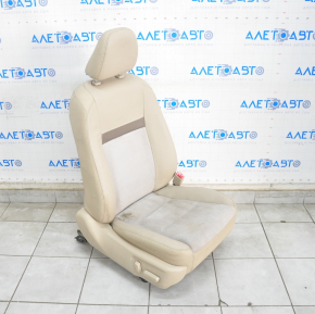 Passenger seat Toyota Camry v50 12-14 usa with airbag, leather beige+suede, electric, heated, for dry cleaning, creases on leather