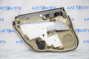 Door trim card rear right Ford Fusion mk5 13-16 beige with beige insert cloth, armrest leather, molding gray structure, tear on leather