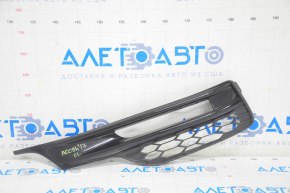 Front bumper side grille left Honda Accord 16-17 under PTF hybrid, black gloss with overlay