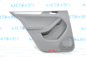 Door trim card rear left VW Jetta 11-18 USA black, with black insert plastic, armrest leather, molding gray gloss type 1, scratches