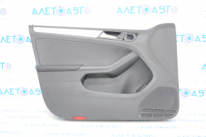 Door trim card front left VW Jetta 11-18 USA black, with black insert plastic, armrest leather, molding gray gloss type 1, scratches