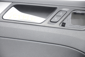 Door trim card front left VW Jetta 11-18 USA black, with black insert plastic, armrest leather, molding gray gloss type 1, scratches