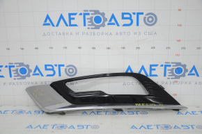 Front bumper grille left Ford Fusion mk5 17-18 under fog lights LED gloss, with chrome molding, pokes, broken mount