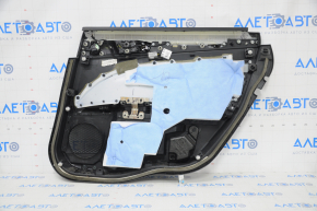Door trim card rear left Ford Fusion mk5 17-20 titanium, black leather with black leather insert, leather armrest, gray molding, crack, scratches