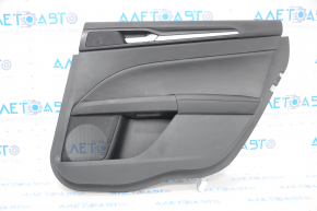 Door trim card rear right Ford Fusion mk5 17-20 titanium, black leather with black leather insert, leather armrest, gray molding, crack, scratches