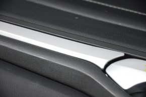 Door trim card front right Ford Fusion mk5 17-20 titanium, black leather with black leather insert, leather armrest, gray molding, crack, scratches on leather, dented