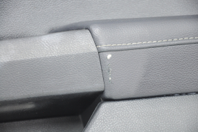 Door trim card front right Ford Fusion mk5 17-20 titanium, black leather with black leather insert, leather armrest, gray molding, crack, scratches on leather, dented