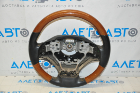 Naked steering wheel Lexus ES300h ES350 13-15 pre-rest, black leather, light wood, scuffs on leather