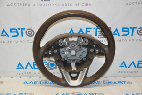 Steering wheel bare Lincoln MKC 15-19 leather brown, without lower buttons, dents on leather