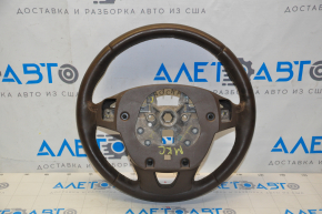 Steering wheel bare Lincoln MKC 15-19 leather brown, without lower buttons, dents on leather