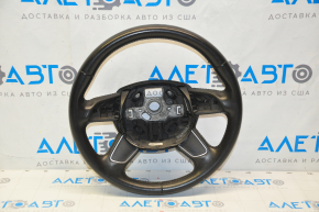 Bare steering wheel Audi A4 B8 13-16 leather black, no buttons, 4 spokes, scratches on leather