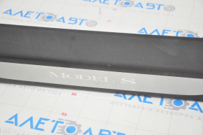 Tesla Model S 12-20 Front Left Door Sill Plate with Chrome Trim, Scratches
