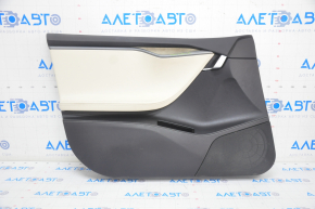 Door trim card front left Tesla Model S 16-20 rest leather black, with beige insert, with backlight