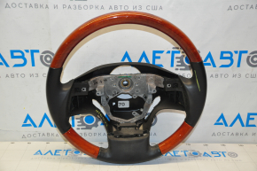 Bare steering wheel Lexus RX350 RX450h 10-12 pre-restyling, black leather, dark wood, no buttons, scuffs on leather, pad bumper