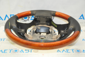 Bare steering wheel Lexus RX350 RX450h 10-12 pre-restyling, black leather, dark wood, no buttons, scuffs on leather, pad bumper