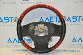 Naked steering wheel Lexus RX350 RX450h 10-12 prerest leather black with wood, no buttons, scratches