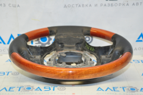 Naked steering wheel Lexus RX350 RX450h 10-12 prerest leather black with wood, no buttons, scratches